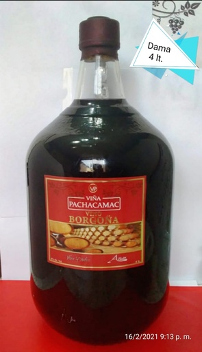 [PRBEBAVNTN18] VINO VIÑA PACHACAMAC BORGOÑA 4L